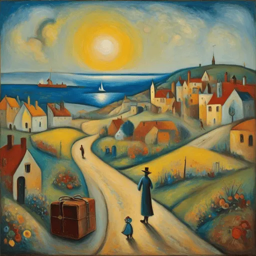 Village path at sunset
