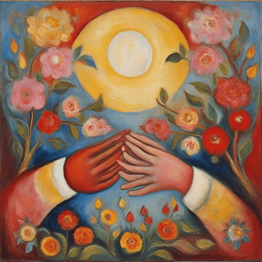 Embrace among flowers